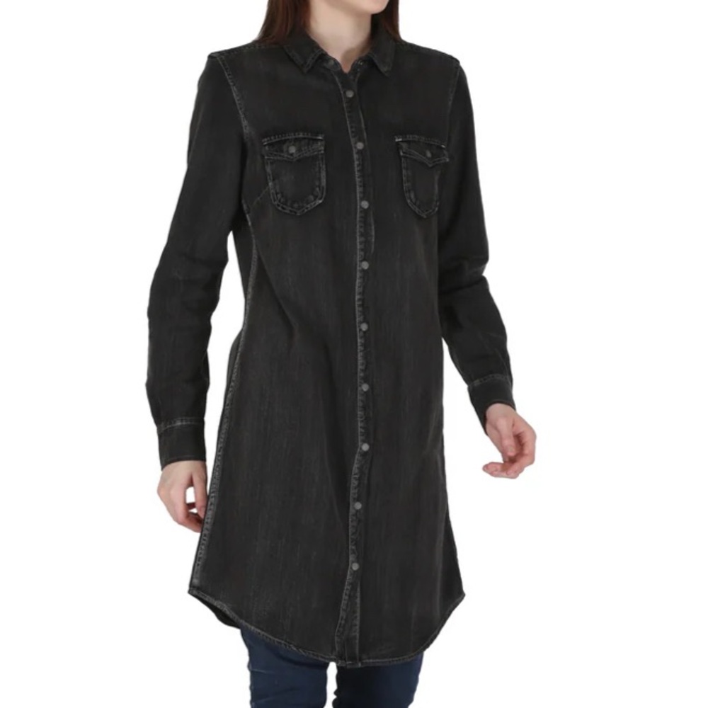RRR Distinctly American  Black Denim Shirt Dress - medium